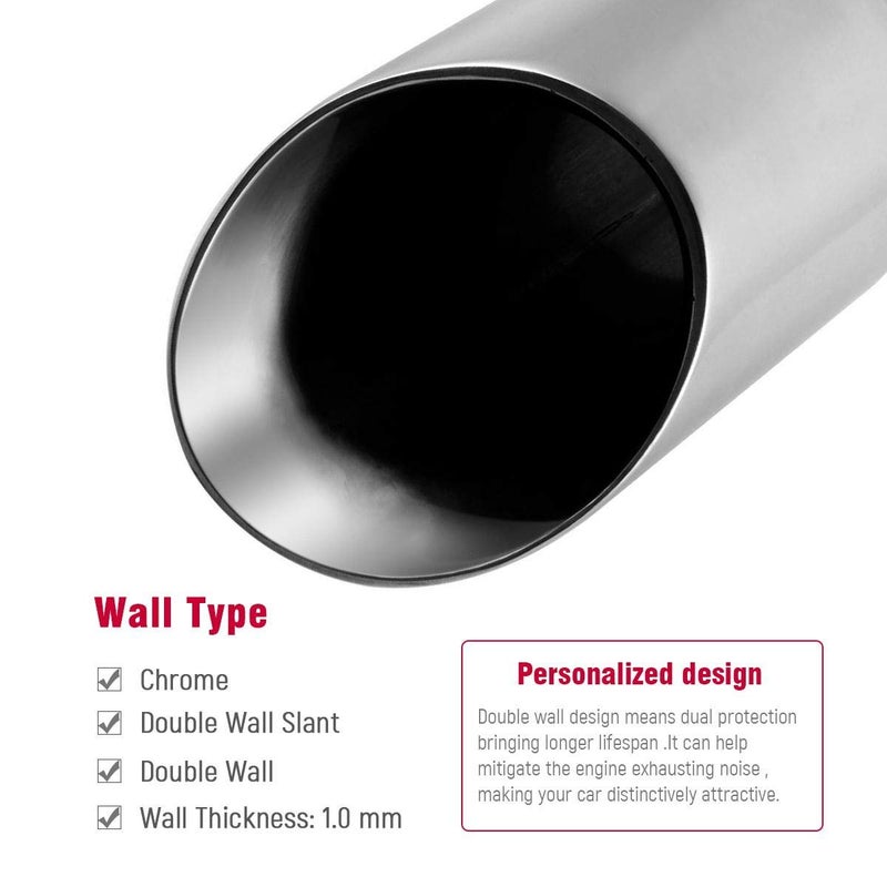 Upower 2.25" to 3" Exhaust Tips 2 1/4 inch Inlet 3 inch Outlet 8" Long Stainless Steel Exhaust Tailpipe Tips Universal for Cars Sedans and Trucks Weld-On Double Wall Thick - Image 5